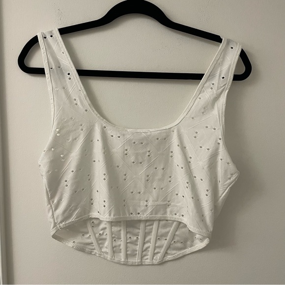 SOLD❌🌹 Zara White Jacquard Corset Top - Picture 6 of 7